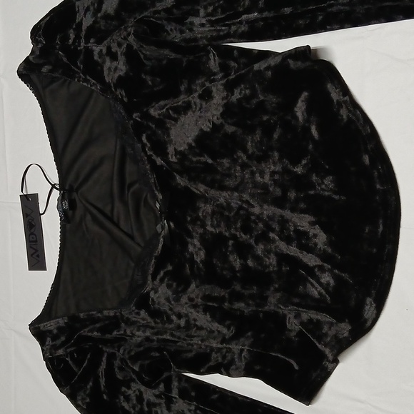 Dolls Kill Widow Enamored Galore Black Velvet Long Sleeve Top XXL Goth Gothic - Picture 3 of 11